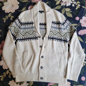 RW&CO Shawl Collar Cardigan with Jacquard Pattern